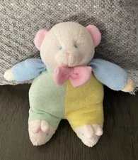 Soft Dreams Terry Cloth Bear Rattle Toy 9” Stuffed Plush Neutral Colors