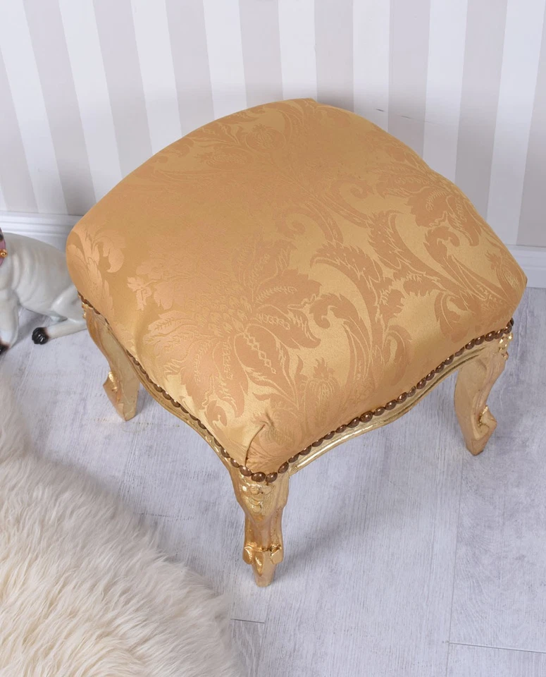Antik Hocker Barock Gold Sitzhocker Fussbänkchen Schemel Fußschemel Fusshocker - Bild 2 von 3