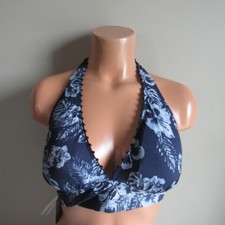 Tommy Bahama Chambray Blossom Rev Halter Cup Bra Swim Top Mare Navy Multi L NWT