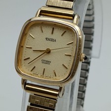 Citizen EXCELA Gold Square Ladies Watch Stainless Steel Used