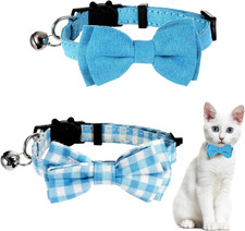 2 Pcs Boy Cat Collar with Bell Breakaway Cat Collars Cute Kitten Bow Tie Collar