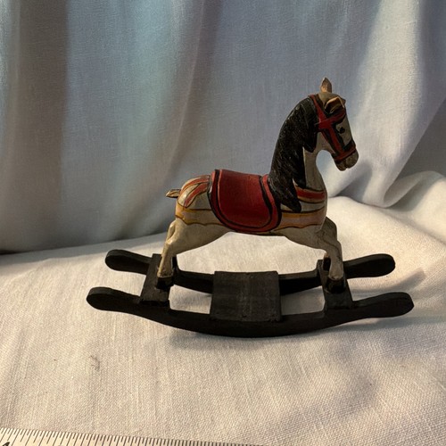 Vintage Wooden Rocking Horse Figurine Hand Painted Rocker Base | eBay