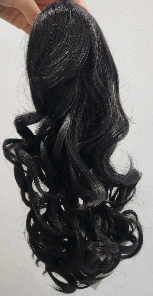 Mila 13" Largo Rizos Sueltos COLA DE CABALLO GARRA CLIP 2 Pelo Rizado Marrón Oscuro Foto 4 de 4