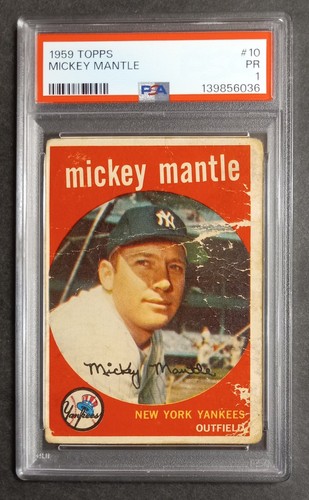 1959 Topps - #10 Mickey Mantle - HOF - PSA 1 PR
