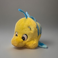 Vintage Walt Disney World Little Mermaid Flounder Plush Yellow Fish Stuffed Toy
