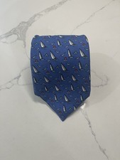 Vineyard Vines Silk Tie Blue Sailboat Pattern Made In The USA