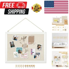 Self-Healing Linen Bulletin Board 16''X12'' with 10 Pushpins - Multi-Functional