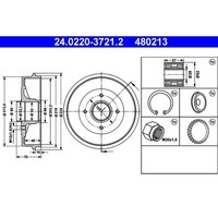 ATE 24.0220-3721.2 Bremstrommel FüR Renault Dacia Megane Clio Thalia Twingo BB