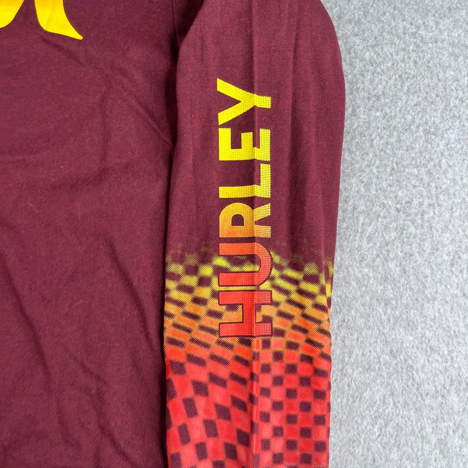 Рубашка с длинным рукавом Hurley молодежная размер XL бордовая с графическим принтом рукава повседневная - Изображение 2 из 4
