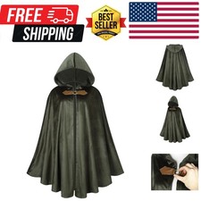 Renaissance Hooded Cape Velvet Cloak Victorian Capelet Medieval Hobbit Hallow...