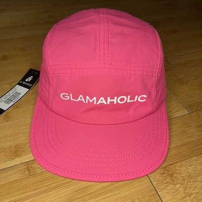 GLAMAHOLIC Mia Ray Athletic Panel Hot Pink Runner Buckle Strapback Hat Cap NICE
