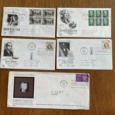 Lot~5 US first day covers FDC~Eleanor Roosevelt+Jefferson+Ernst Reuter+refugee