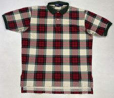 VINTAGE Polo Ralph Lauren Plaid Polo Shirt Men Large Pony Short Sleeve