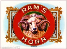 1919 Ram's Horn Bighorn Sheep Smoke Vintage Cigar Tobacco Box Crate Label Print