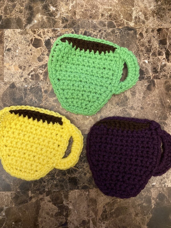 Handmade Crochet Set Of 3 Mug Coasters
