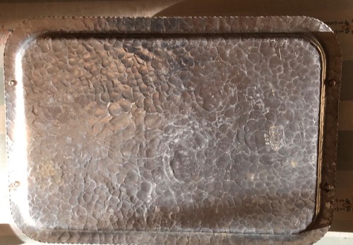 Vtg Rodney Kent Hand Wrought Aluminum Serving Tray 408 Tulips 16x11" Hammered - Picture 7 of 7