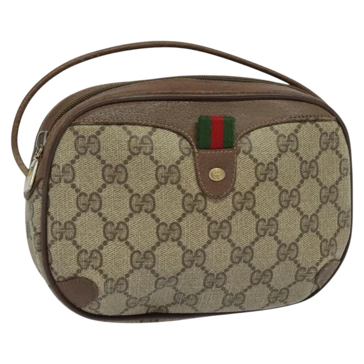 GUCCI GG Supreme Web Sherry Line épaule PVC beige or 89 02 066 authentique bs23344