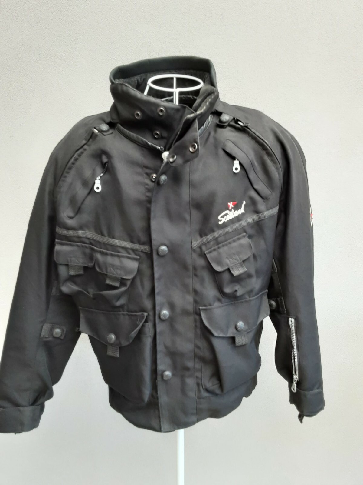 Scotland giacca moto jacket uomo man nero black taglia size S con protezioni