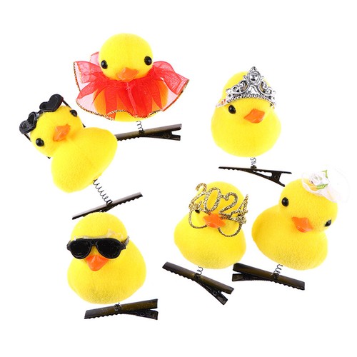 Cartoon Funny Children 3D Little Yellow Spectacled Duck Fashion Plush Hairpin - Picture 11 of 18