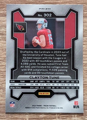 2023 Prizm Clayton Tune Orange Lazer Prizm RC Rookie #302 Cardinals - Picture 2 of 2