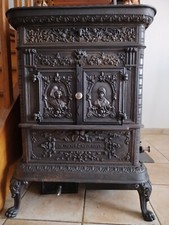 Poêl à bois en fonte ancien noir très bon état