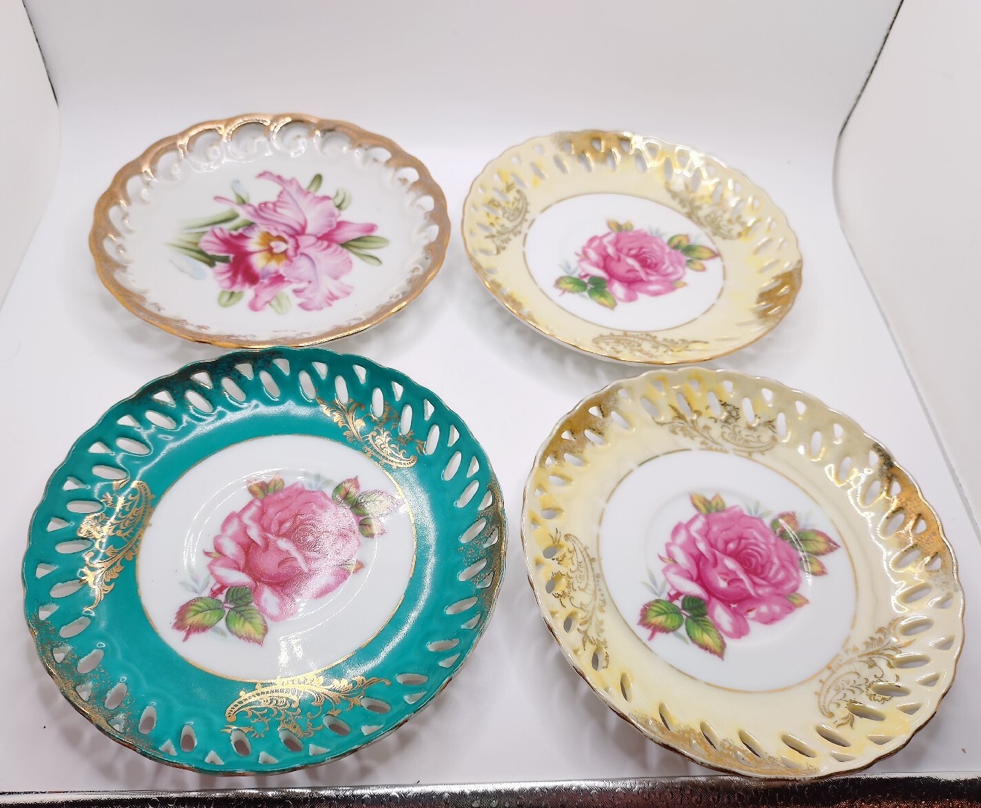 Rose Floral Saucers Lot Of 4