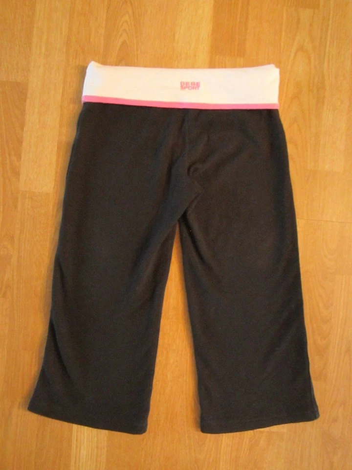 BEBE SPORT NEGRO ROSA CAPRI LEGGING FITNESS YOGA CROP PANTALÓN TALLA S Foto 4 de 4