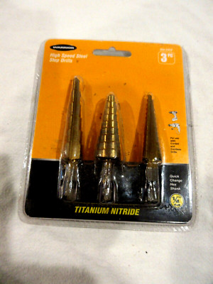 Warrior 3pc High Speed Steel Step Drills #91616 Titanium Nitride NIP