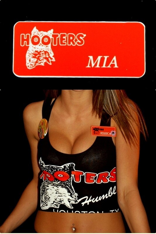 Mia Hooters Uniform Name Tag Pin Waitress Bar Maid Costume Lingerie Drag Queen