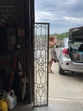 Brick shop pair antique all beveled glass side light or transom windows 15 x 75