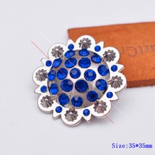 6X SILVER WESTERN BERRY RODEO BLUE RHINESTONE SADDLE BELT LEATHERCRAFT CONCHOS