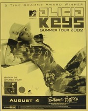 ALICIA KEYS "SUMMER TOUR 2002" SAN DIEGO CONCERT POSTER -Beautiful Hip Hop Music