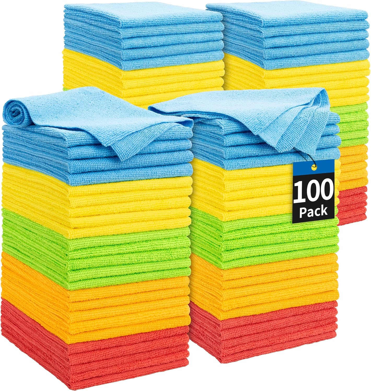 HOMERHYME Microfiber Cleaning Cloths, 100 Pack Cleaning Rags Microfiber Towels B