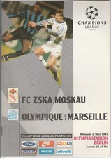 A Rare FC CSKA Moscow - Olympique Marseille Football Programme 3rd March1993