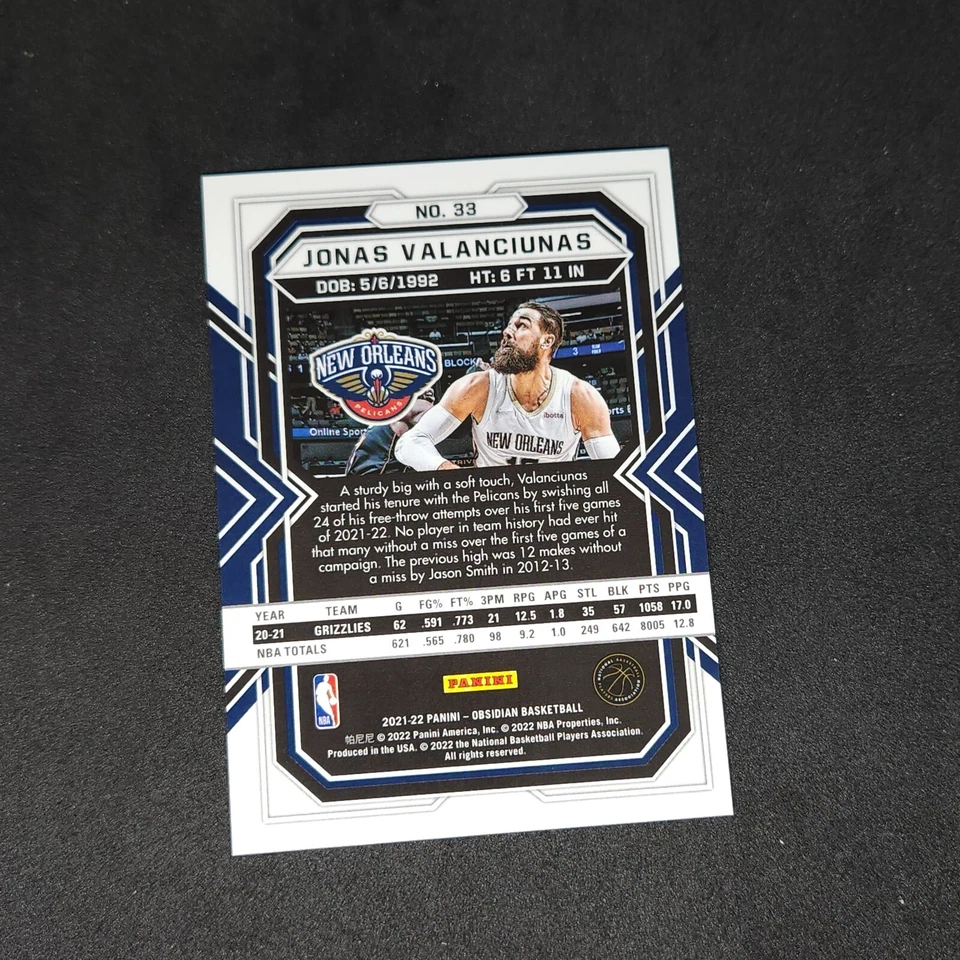 2021-22 Panini Obsidian Tmall Jonas Valanciunas Red Flood Asia #33 Pelicans Griz - Image 2 of 2