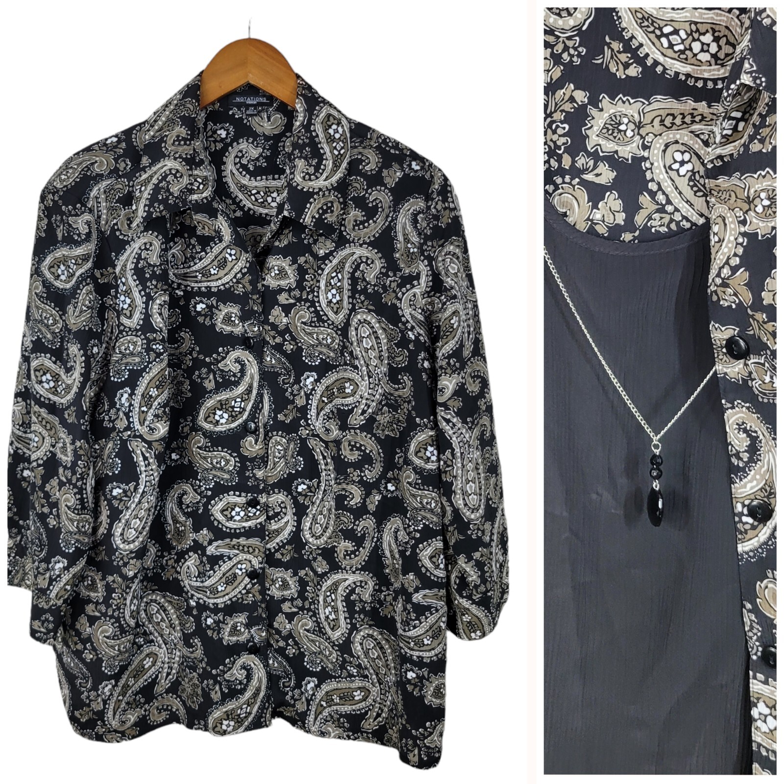 Notations Jacket Top Shirt Shacket Plus Size 2X B… - image 1