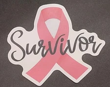 Breast Cancer Awareness Sticker Survivor Pink Ribbon 2.25" Decal 