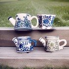 Set Of Four 2.25”Pottery Asian Chinoiserie Mini Planters Water Can Shape Vintage — photo 6