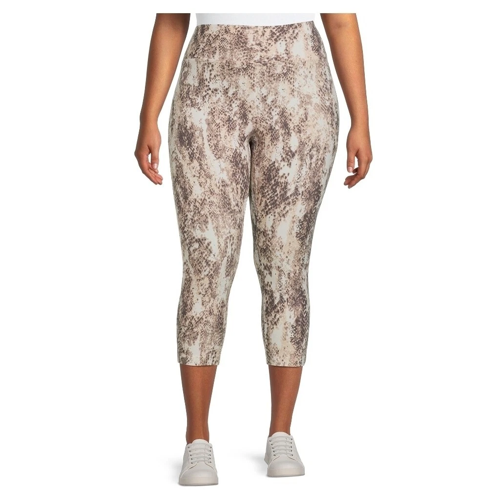 Terra Sky Plus Size 1X Snakeskin High Rise Sueded Capri Leggings NWT