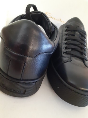 SANTONI Zapatilla Hombre Cuero Caído Negro, Reino Unido Talla 7.5 - Imagen 6 de 7