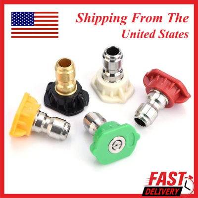 #ad 5pcs Pressure Washer Spray Tips Nozzles High Power Kit Quick Connect 1 4quot; Set $4.72