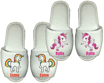 Unicorn Spa Slippers Personalised kids party novelty pony horse