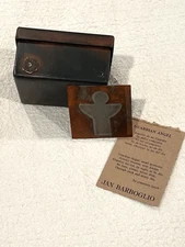 Jan Barboglio Hand Forged Iron Metal Trinket Box Primitive Box & Lid Angel Card
