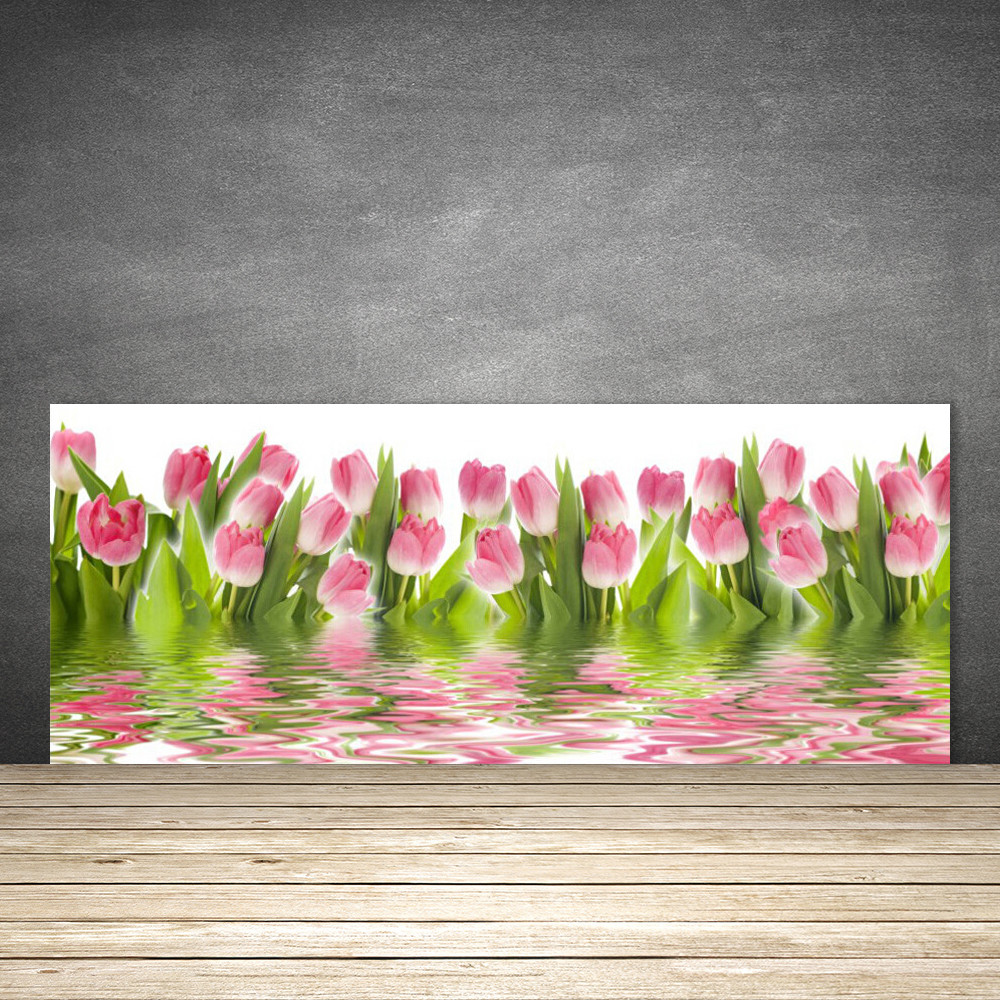 Crédence de cuisine en verre fond de hotte 125x50 cm Tulipes