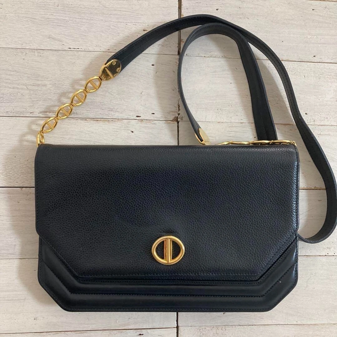 Sac bandoulière Christian Dior Dior cuir noir 6,8*9,2*1,1 pouce