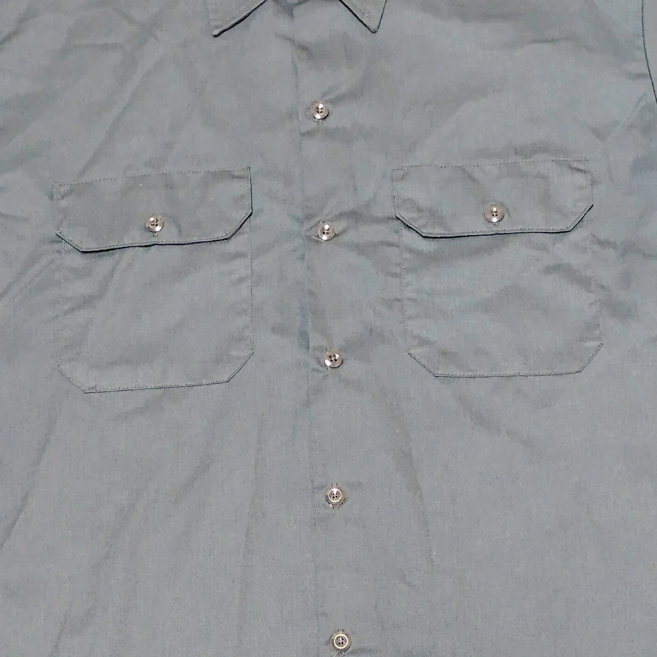 Camisa de Trabajo Dickies Para Hombres Manga Corta Talla L Mezcla de Algodón Dos Bolsillos Azul Marino NUEVA Foto 4 de 4