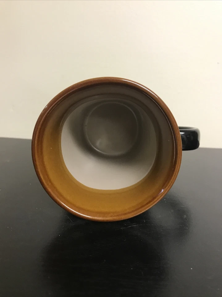 Royal Norfolk Black Square Coffee/Latte Mug with Brown Rim 5" 14oz Excellent - Image 4 of 4