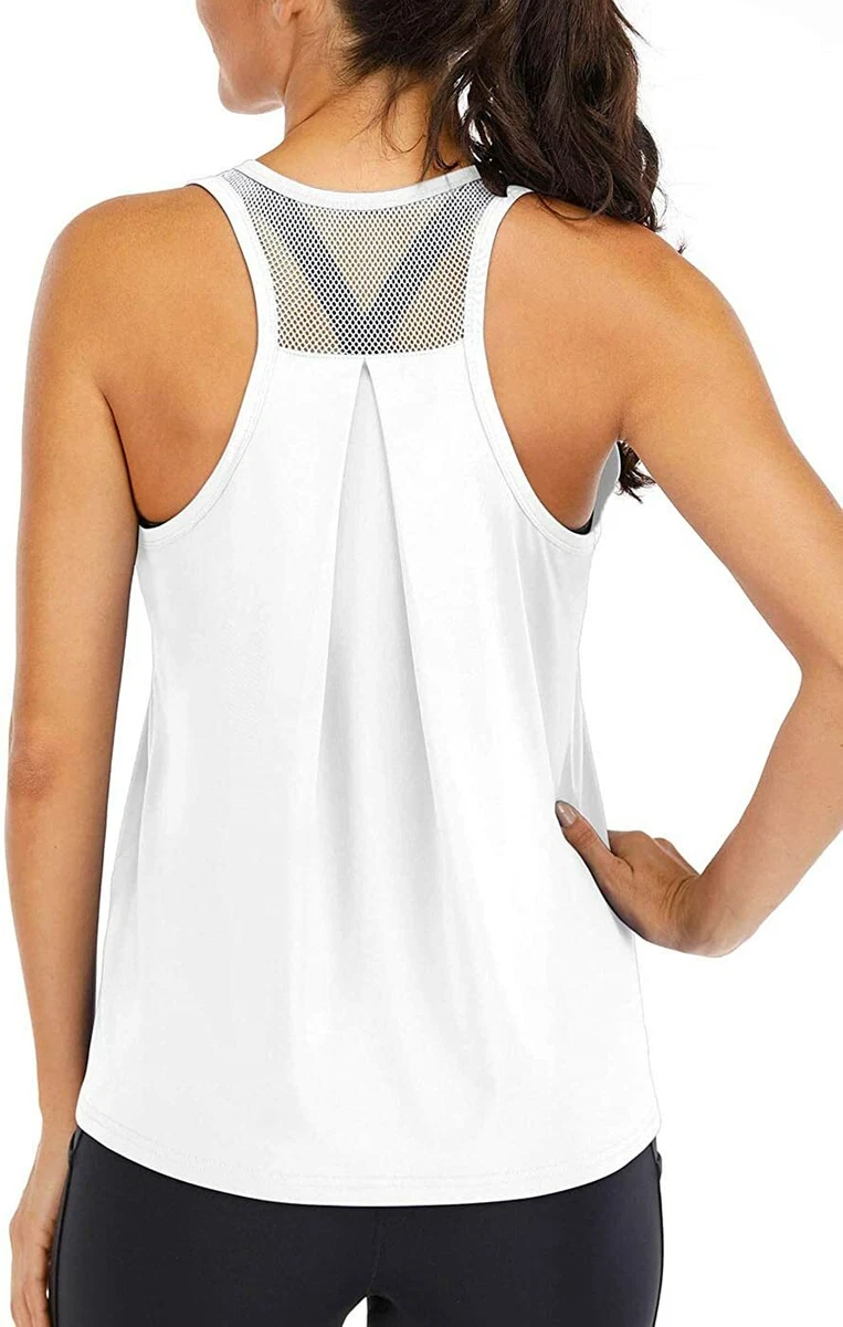 ICTIVE Workout Tank Tops for Women Sleeveless Yoga Tops for Women Mesh  Racerback Tank Tops Muscle Tank Medium White