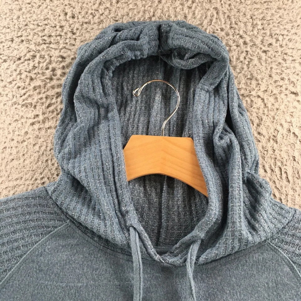 Chaqueta con Capucha So Cordón Alta Baja para Mujer XL Azul Pullover Manga Larga NUEVA Foto 3 de 4