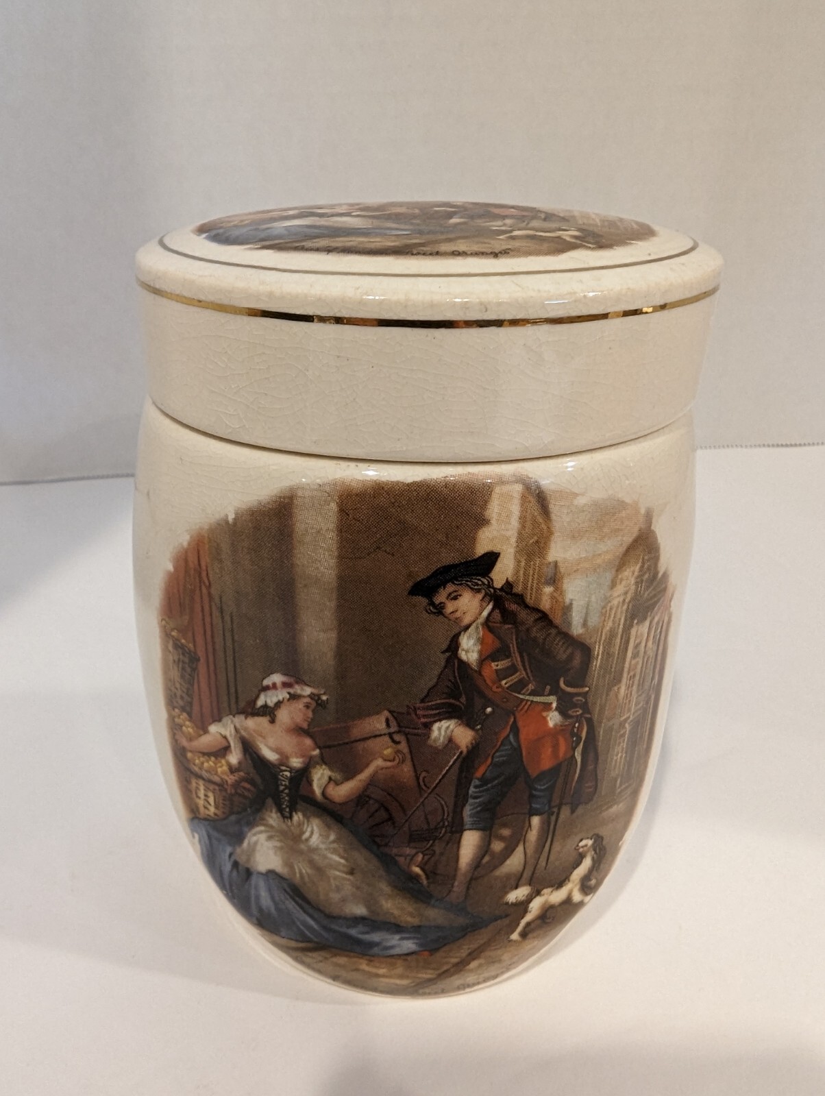 Antique Sandland Ware Marmalade Jar Canister Humidor Staffordshire England #352
